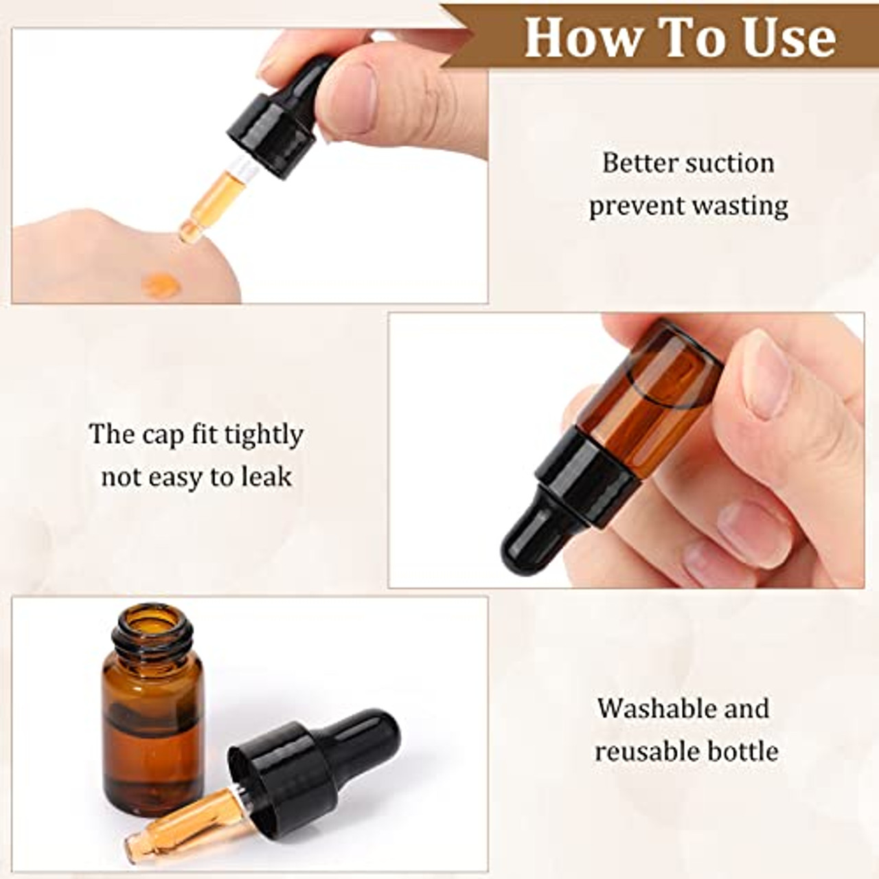 Amber Glass Dropper Bottle Tamper Evident Pipette Eye Ear Drop Wholesale 5  Sizes