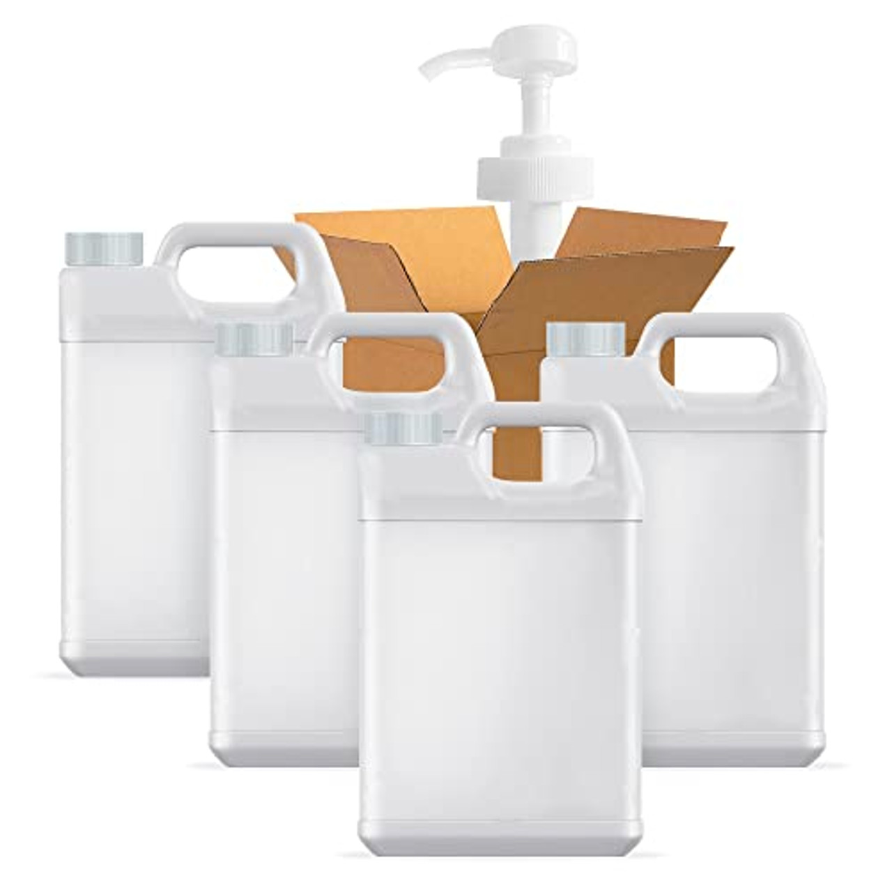 Zhehao 4 Pack Plastic Jug with Lids 2.5 Gallon White Storage Containers  with Handle F Style