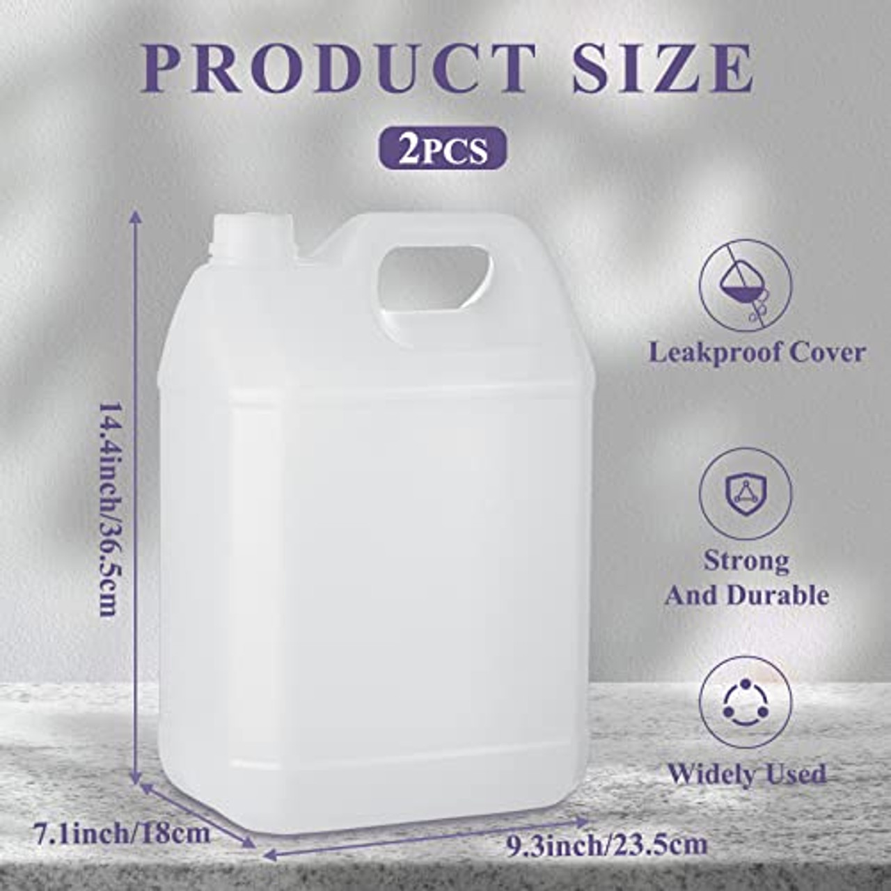 2pcs Gallon Plastic Jug Empty Gallon Milk Jugs with Caps Empty