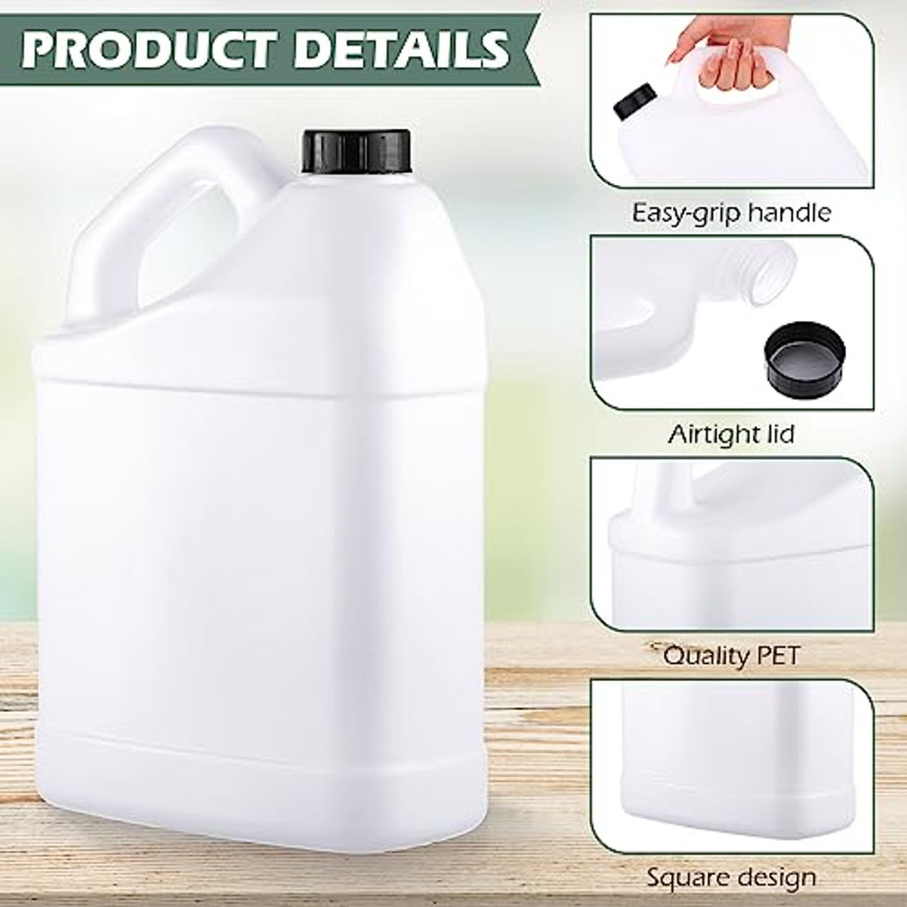  CSBD 1 Gallon Plastic Jug with Lid for Water, Milk