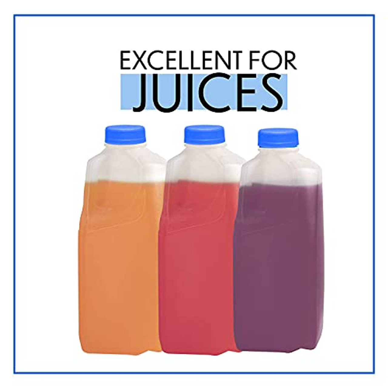 6 Empty Plastic Juice Bottles with Lids, 32oz Juice Drink Containers with  Caps