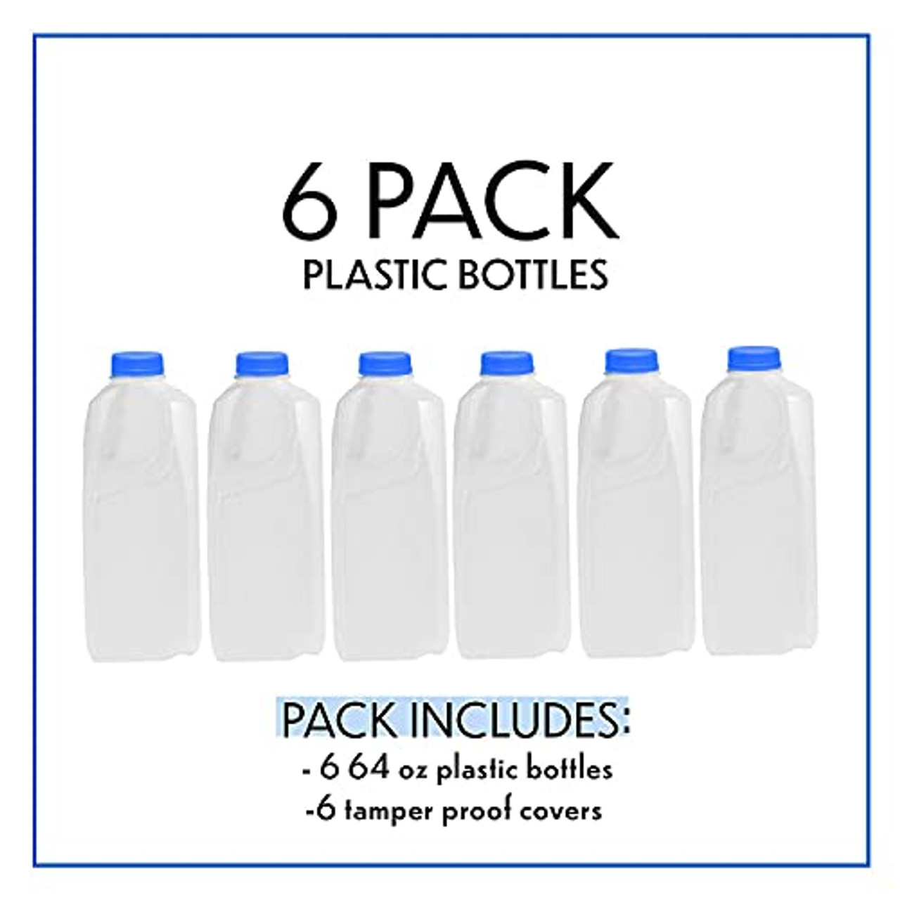 16 oz. Plastic Bottle with Black Tamper Evident Caps, 6-pack