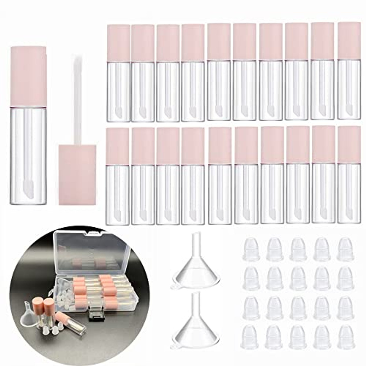 KaiLeQi 3.5ML Mini Lip Gloss Tubes Empty With Wand Pink Diy Lipgloss Making  Kit for Small Businesses Refillable Lip Gloss Containers Set for  Girls（20pcs in One Box）