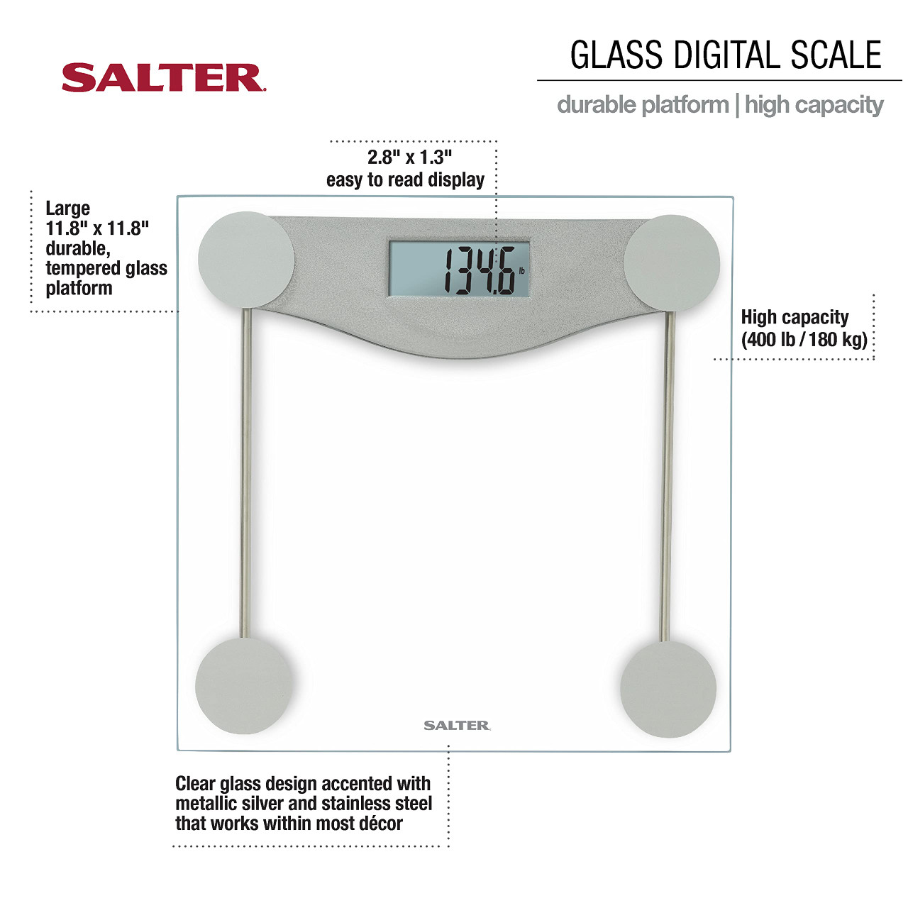 Weight Scale, SmarTake Precision Digital Body Bathroom Scale with Step-On  Technology, 6mm Tempered Glass Easy Read Backlit LCD Display, Body Tape