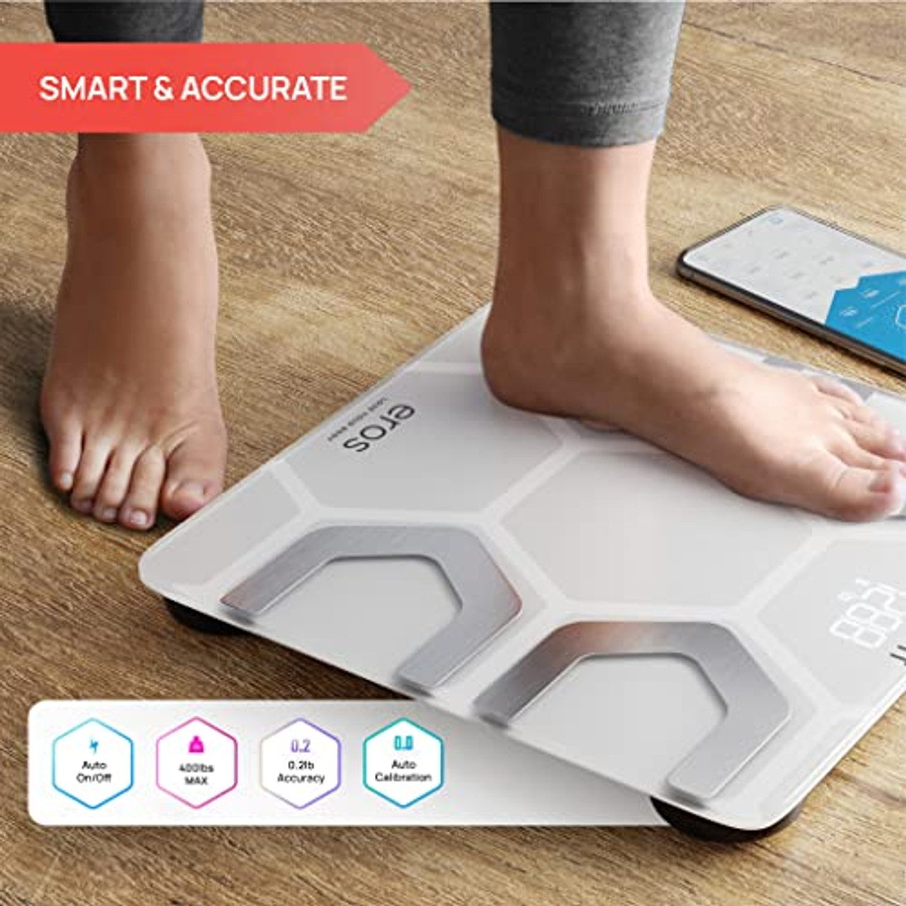 INEVIFIT Eros Bluetooth Body Fat Scale Smart BMI Highly Accurate Digital Bathroom Body Composition Analyzer with Wireless Smartp