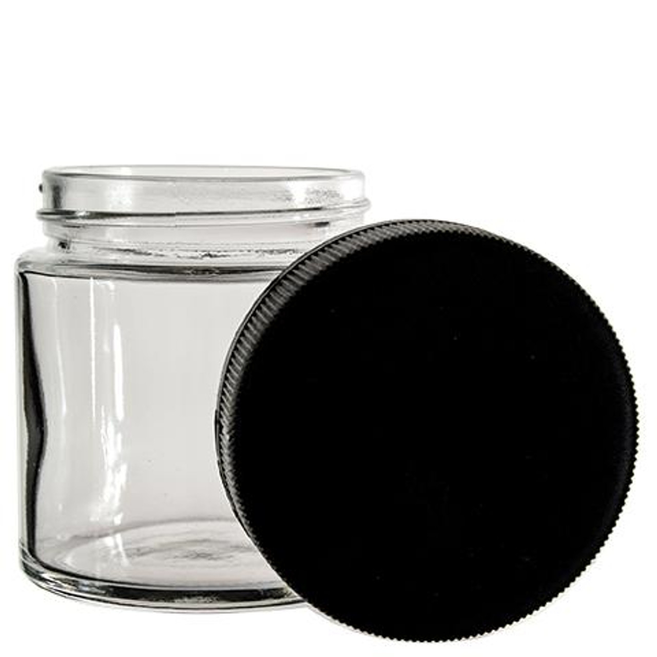 Clear Glass Jar With Black Child Resistant Caps 3oz