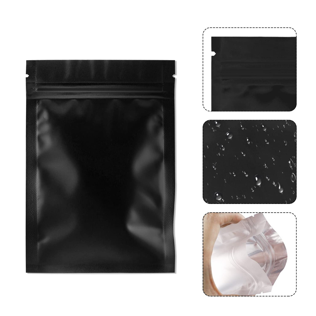 100-Pack Smell Proof Matte Zipper Bags – Resealable Thick Pouch 9x12cm