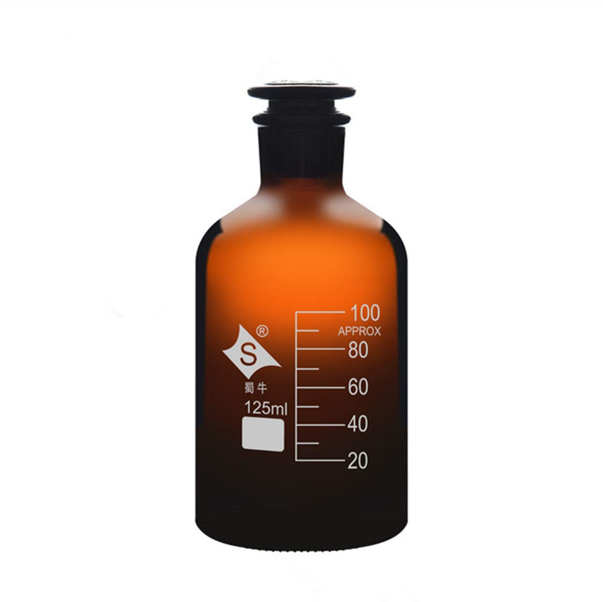 Lab Reagent Bottle 125ml Amber Glass Narrow Mouth Reagent Bottle with ...