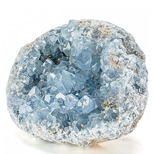 KALIFANO Raw AAA+ Celestite Crystal Cluster Geode High Energy