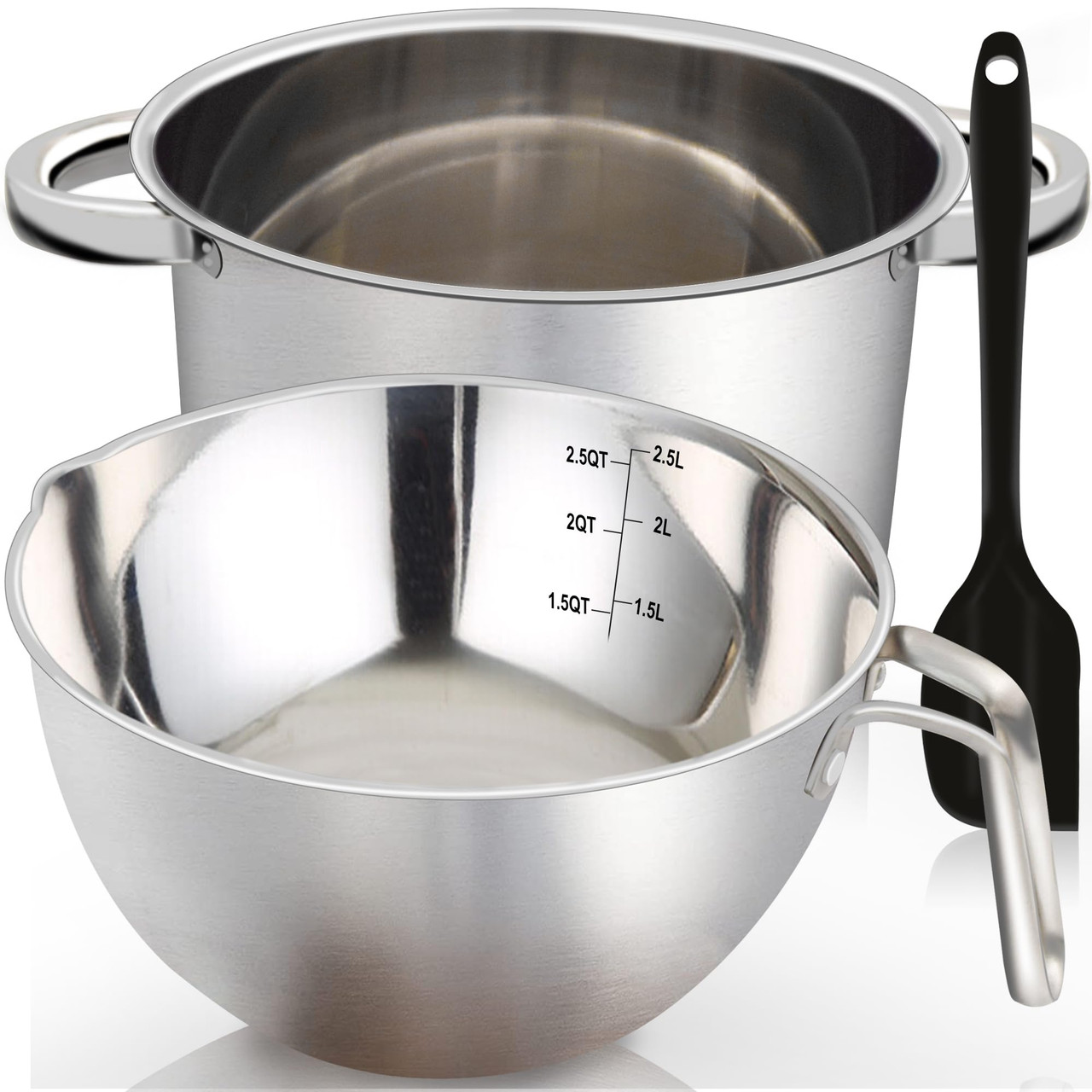 Marsheepy Double Boiler Pot Set, 2500ML?2.3QT? Mixing Bowl for  Chocolate Melting, 4000ML?3.63QT? Stainless Steel Pot With Silicone  Spatula for ...