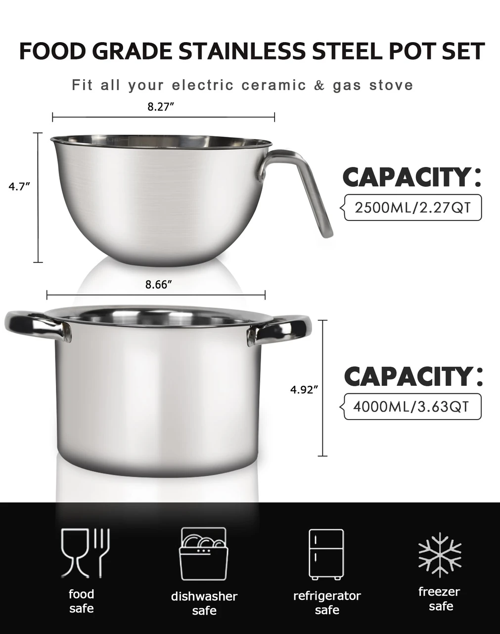 Marsheepy Double Boiler Pot Set, 2500ML(2.3QT) Guyana Marsheepy Double Boiler Pot Set, 2500ML(2.3QT) Guyana