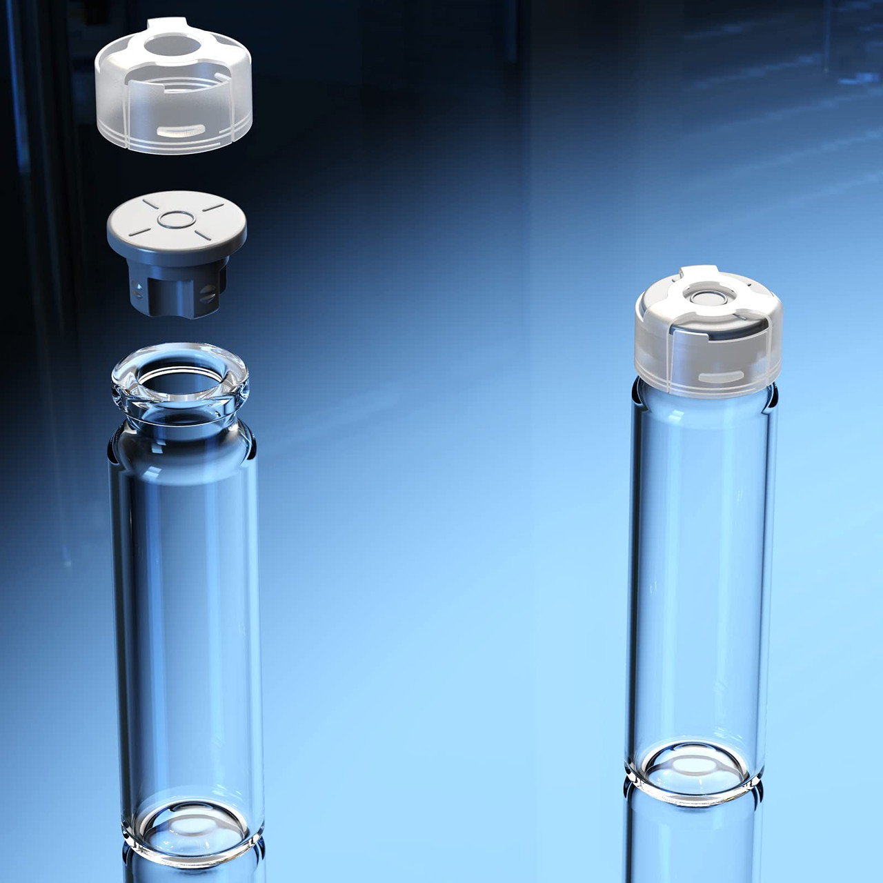 3ml 5ml 7ml 10ml 12ml 15ml 20ml 25ml 30ml 50ml 100ml Glass Bottle GlassVial Headspace Vial with Butyl Stopper and Plastic Buckle by (30ml 20pcs)