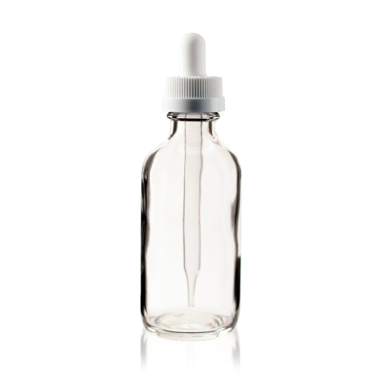 075 Ea Pk 40 2 Oz Clear Boston Round Glass Bottle White Resistant Dropper 4175