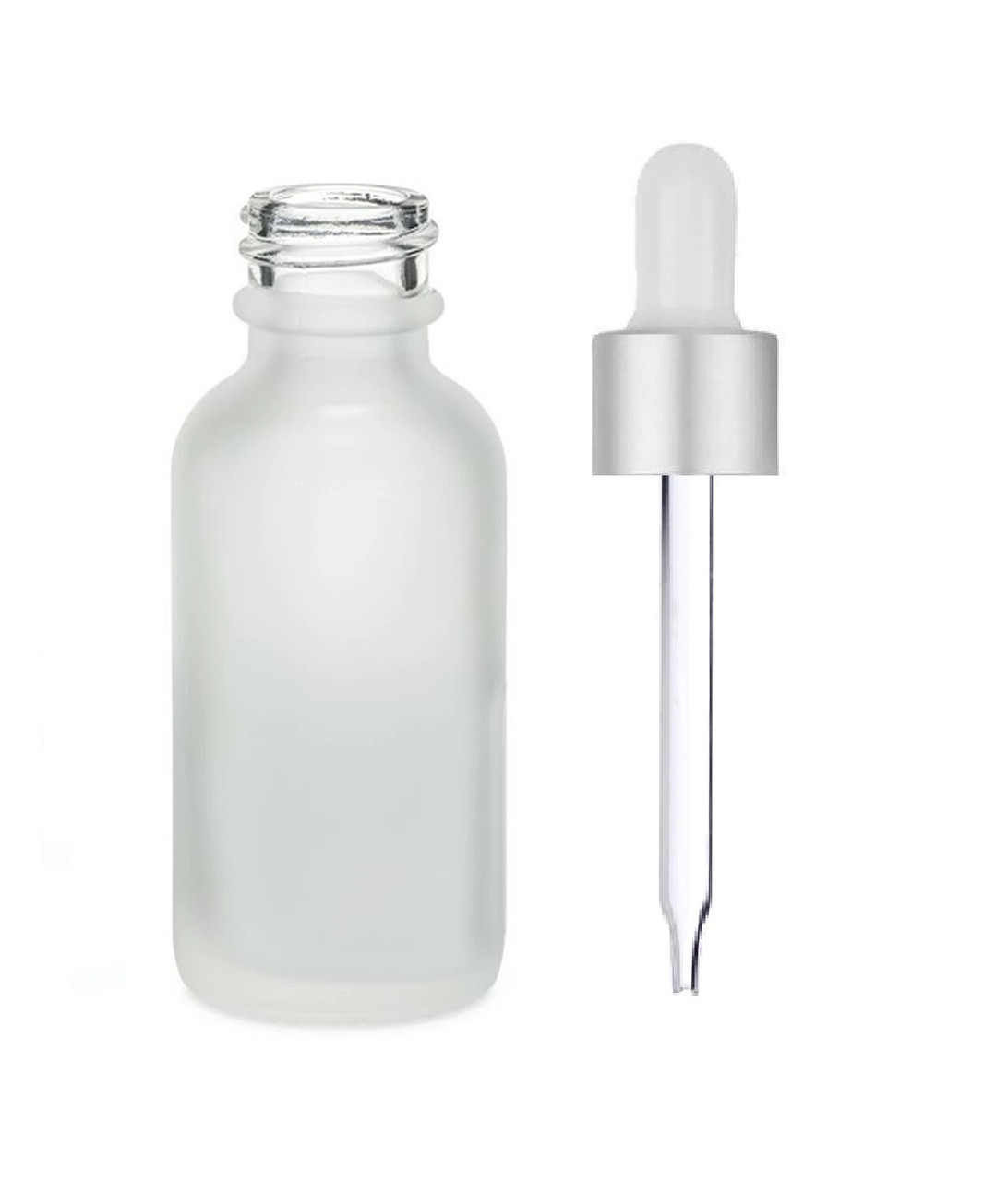 1 oz Frosted Glass Bottle with White Dropper