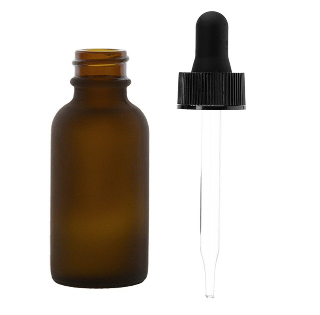 Download 1 Oz Frosted Amber Glass Bottle W Black Regular Glass Dropper