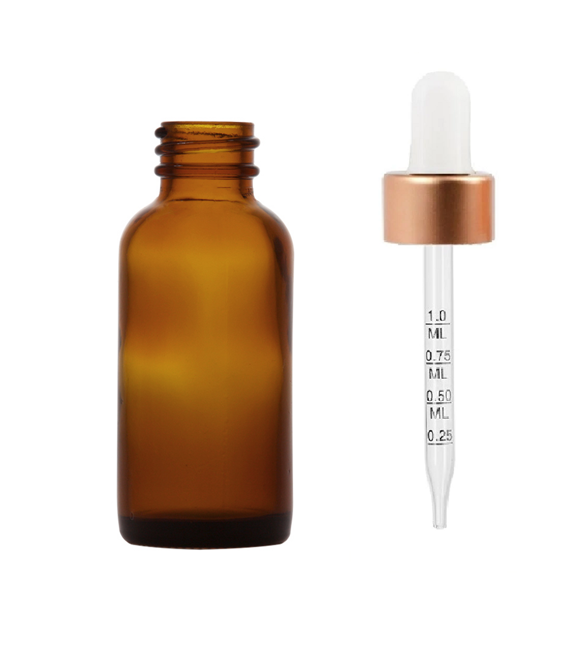 Download 1 Oz Amber Glass Bottle W White Rose Gold Calibrated Glass Dropper