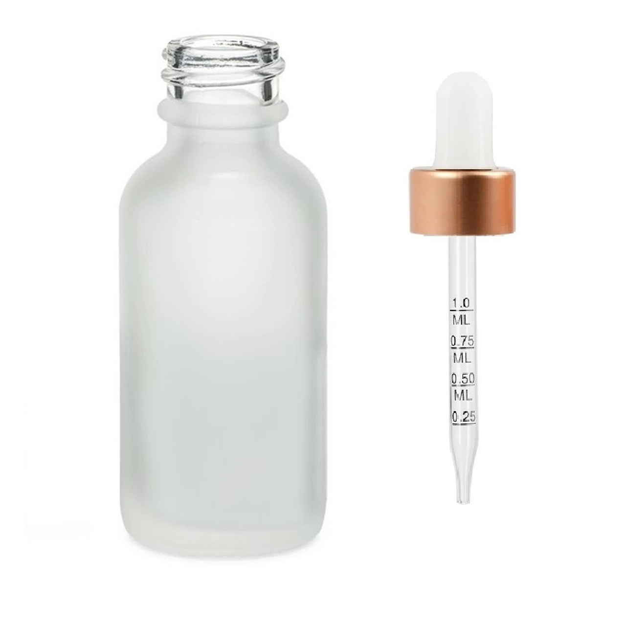 Download 1 Oz Frosted Glass Bottle W White Rose Gold Calibrated Glass Dropper