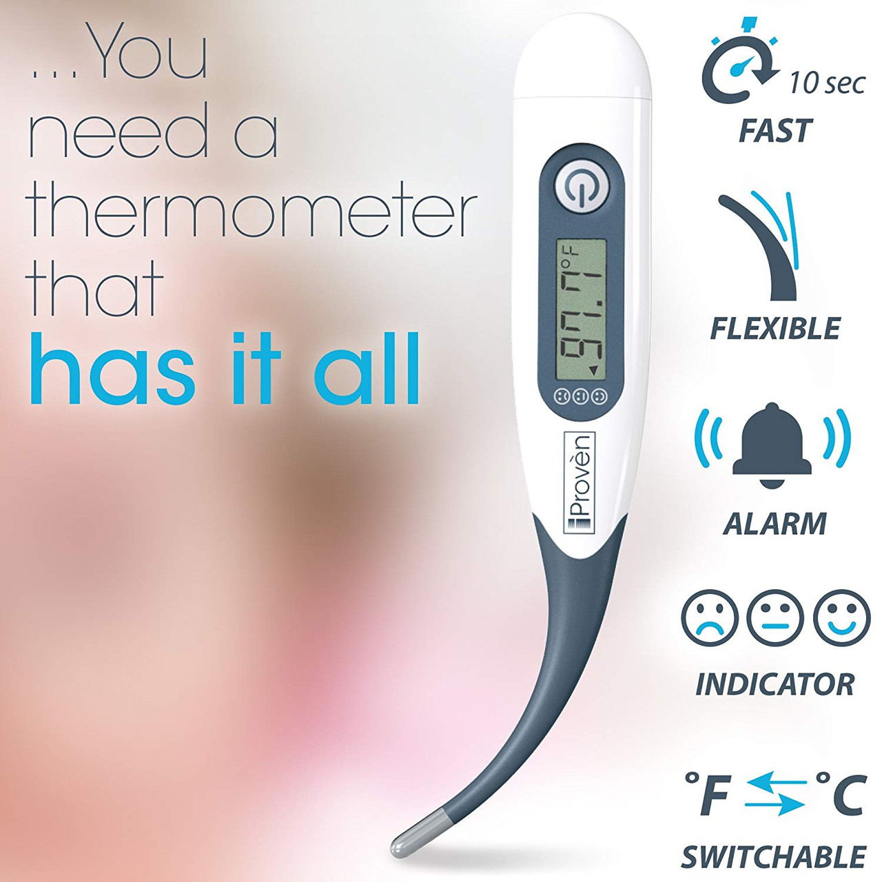 Thermometer for Adults and Kids, Digital Oral Thermometer with 10 Seconds  Fast Reading