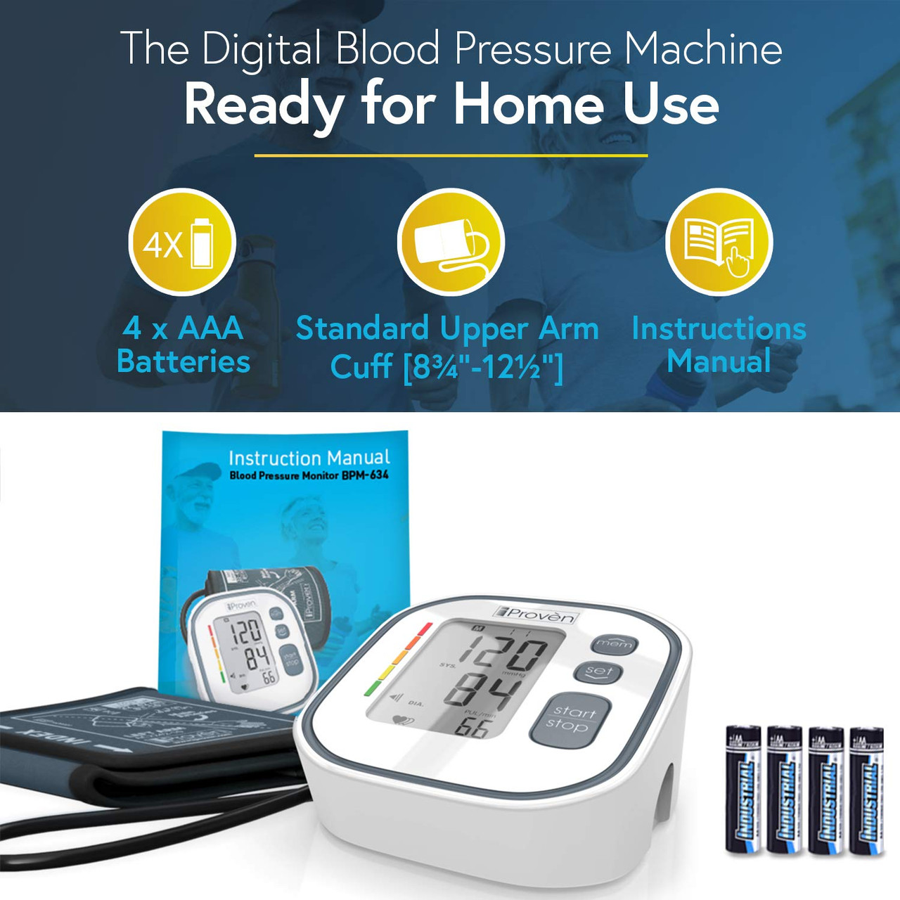 2020 Model] iProven Blood Pressure Monitor - Large Screen with Backlight -  60-Reading Memory - Blood Pressure Cuff