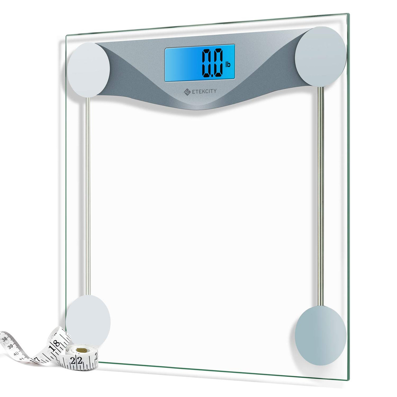Etekcity Digital Body Weight Bathroom Scale With Body Tape Measure 8mm Tempered Glass 400 Pounds