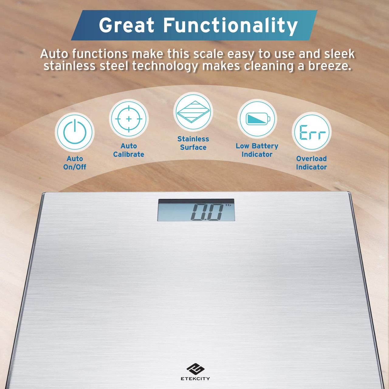 Etekcity Digital Body Weight Bathroom Scale with Step-On