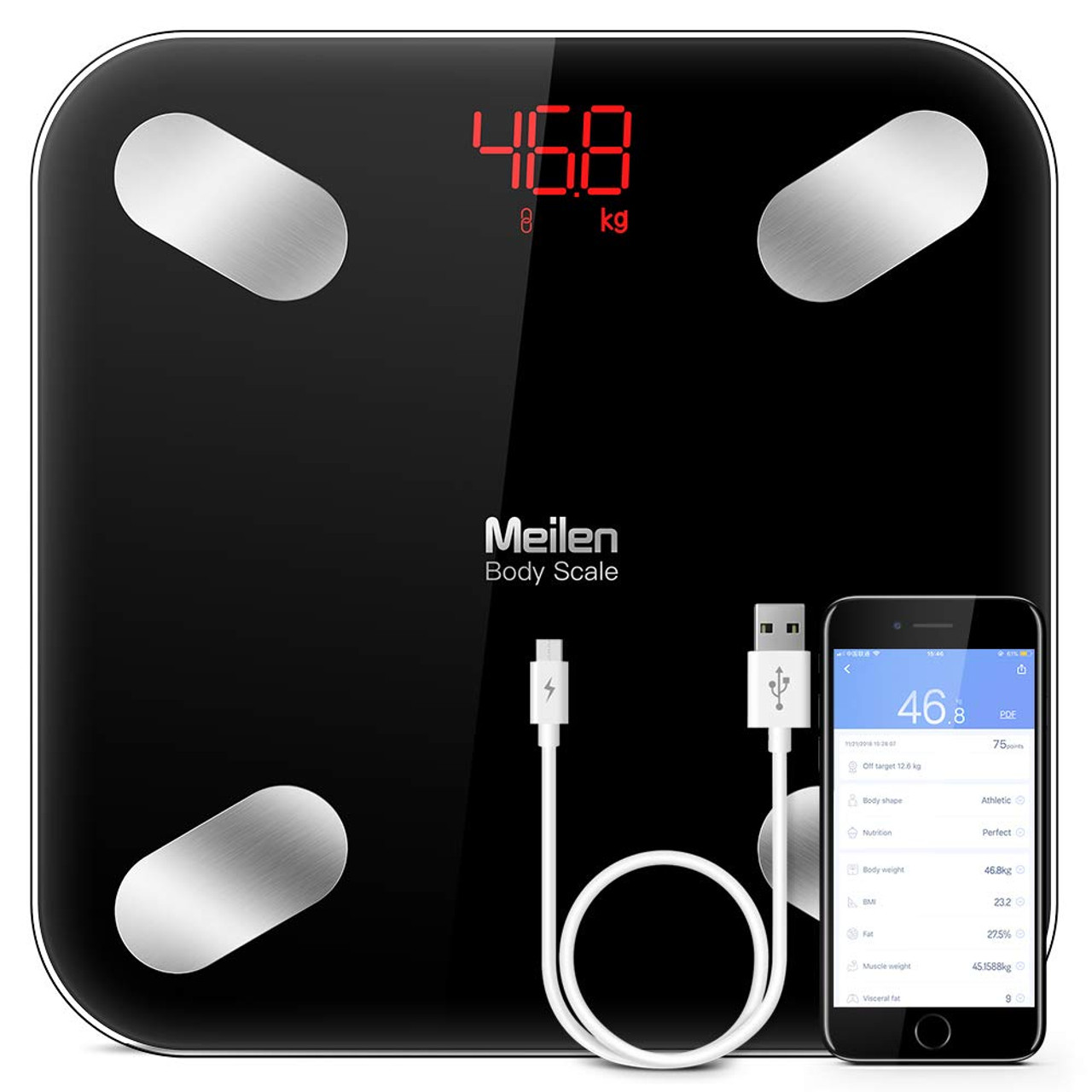 Bluetooth Body Fat Scale with Free iOS and Android App,Wireless Digital  Body Fat Weight Scale