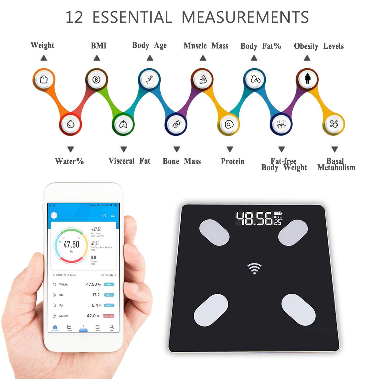 Weight Scale Bluetooth Smart Scales Digital Body Fat Scales with