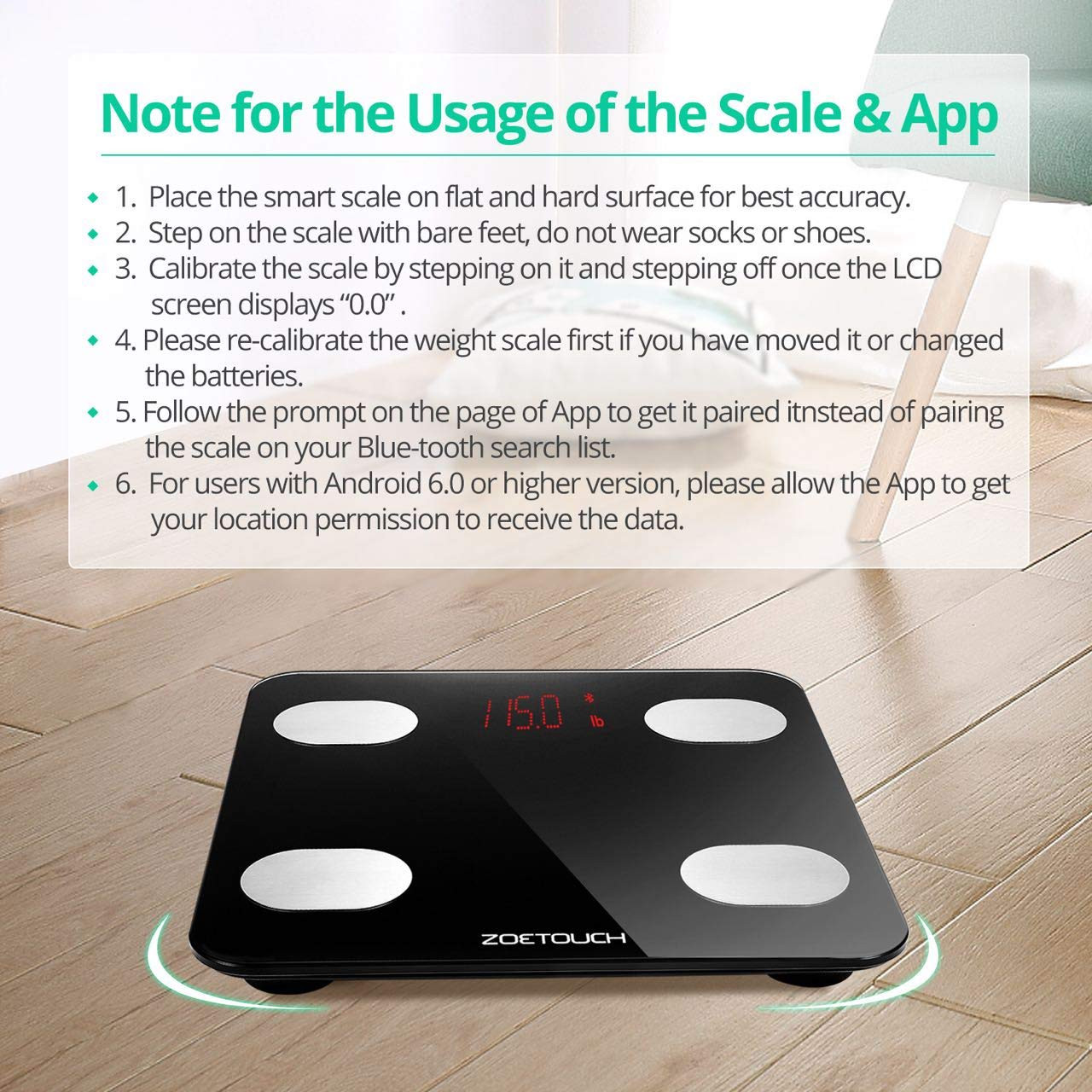 SENSSUN Bluetooth Body Fat BMI Scale, High Precision ITO Coating Bathroom Weight  Scale with Smartphone App