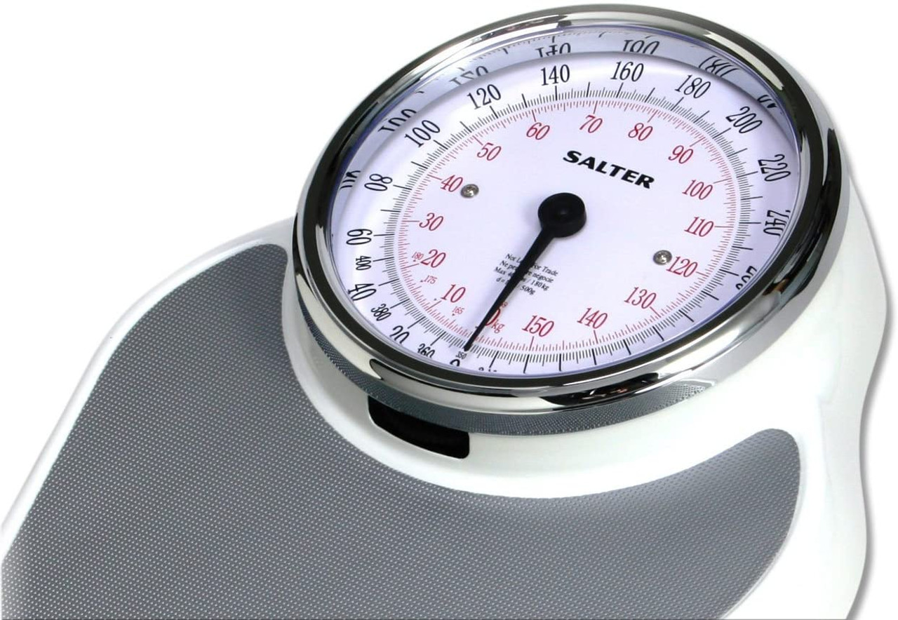  Salter 200 WHGYDR Premium Academy Professional Mechanical Scale,  Doctors Style Scales, 150 KG Max Capacity, Rotating Dial, Oversized Dial  for Easy Reading, Large Platform and Battery Free White/Grey : Health 