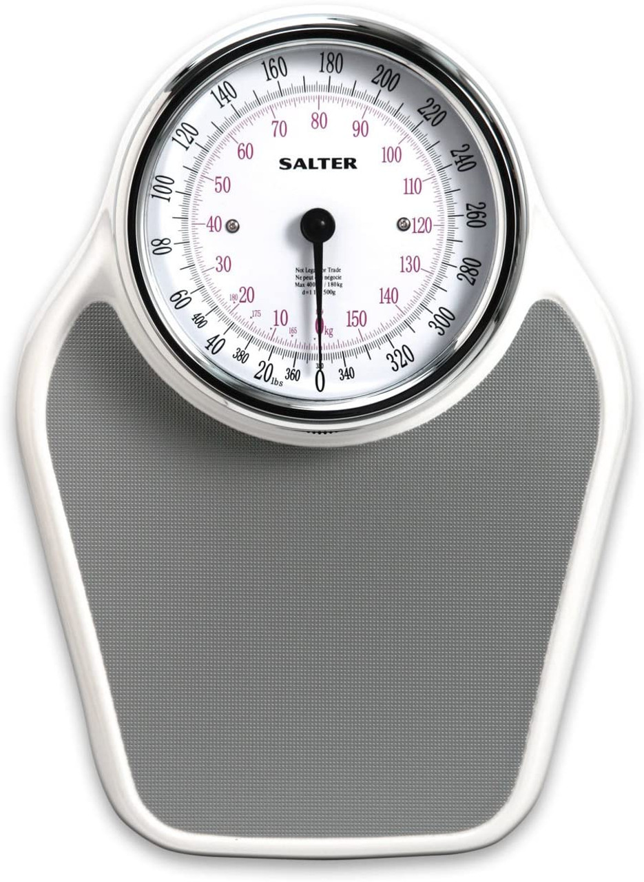  Salter 200 WHGYDR Premium Academy Professional Mechanical Scale,  Doctors Style Scales, 150 KG Max Capacity, Rotating Dial, Oversized Dial  for Easy Reading, Large Platform and Battery Free White/Grey : Health 