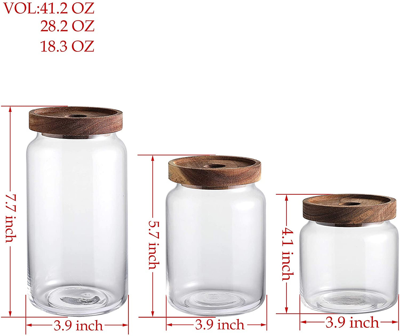 Airtight Glass Jars With Wood Lid, Glass Canisters, For Coffee