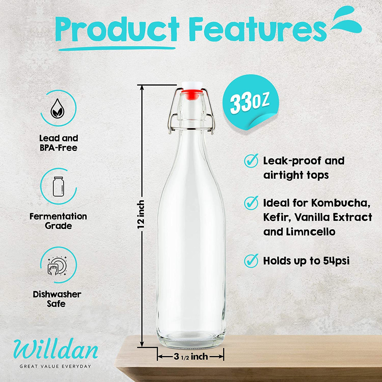 8.5 oz Glass Extract Bottle - Air Tight & Leakproof Swing Top 1 Bottle