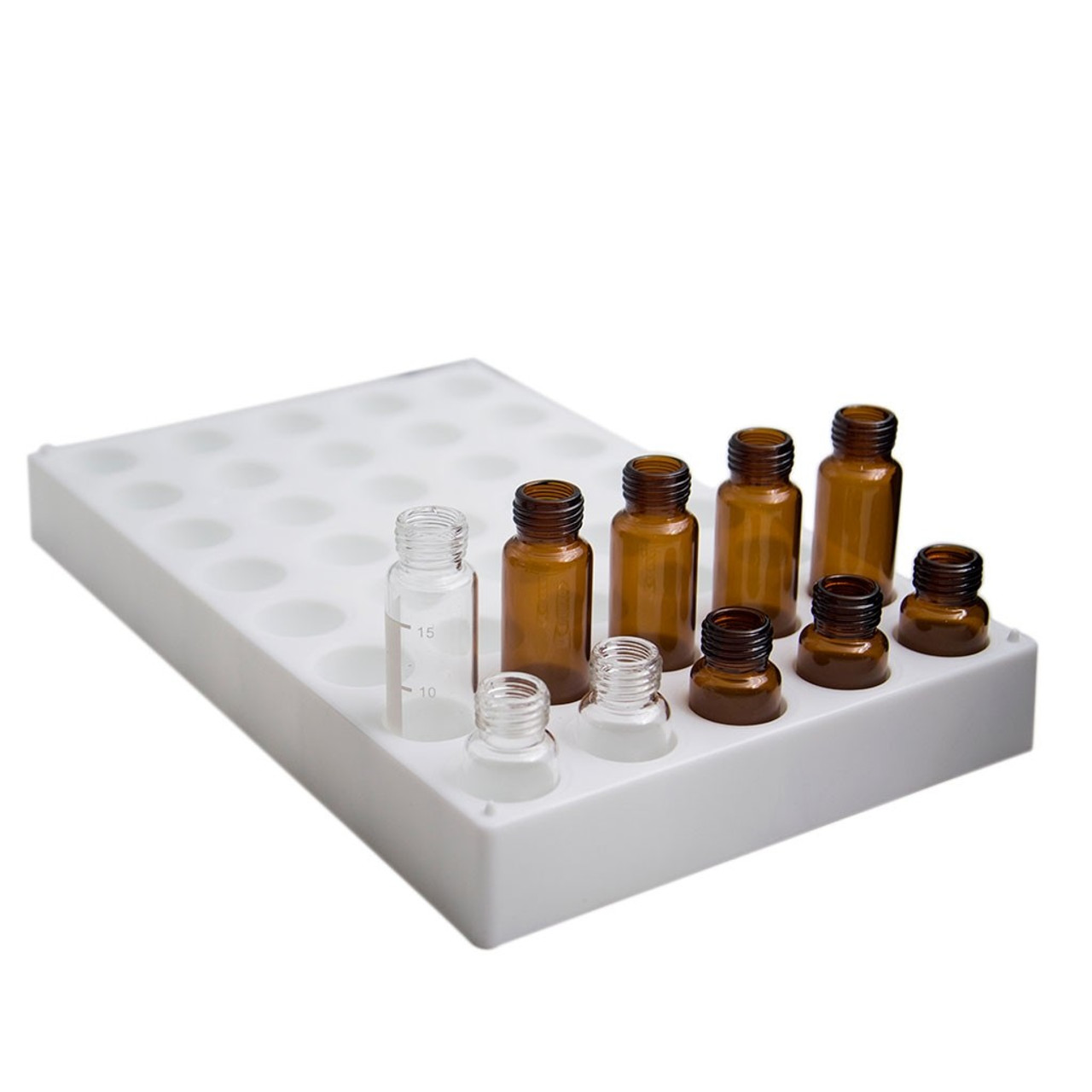 Tisch Scientific White HPLC Vial Rack Holds 40 Storage/EPA/TOC/VOA 29mm  27.5mL Chromatography Vials - Pack of 2