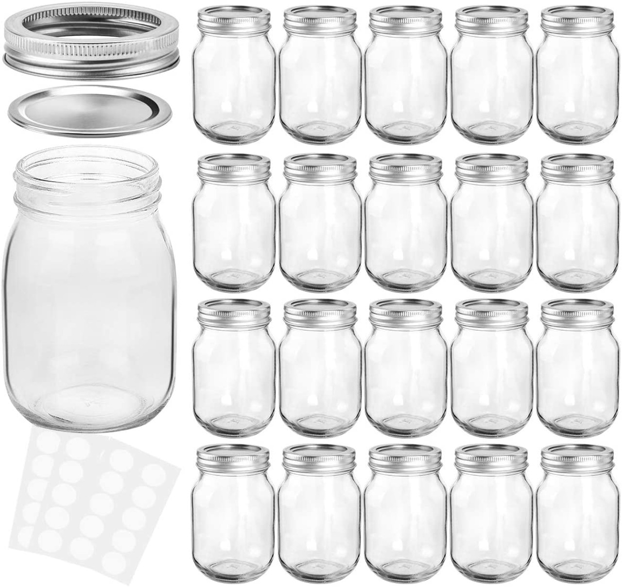 KAMOTA Mason Jars 8 oz With Regular Silver Lids and Bands, Ideal for Jam,  Honey, Wedding