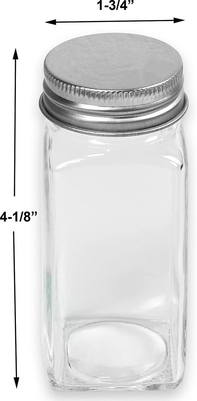 12 Pack - 3.4 Ounce Mini Square Glass Spice Jar with Orange Flip-Top  Gasket, Airtight Clear