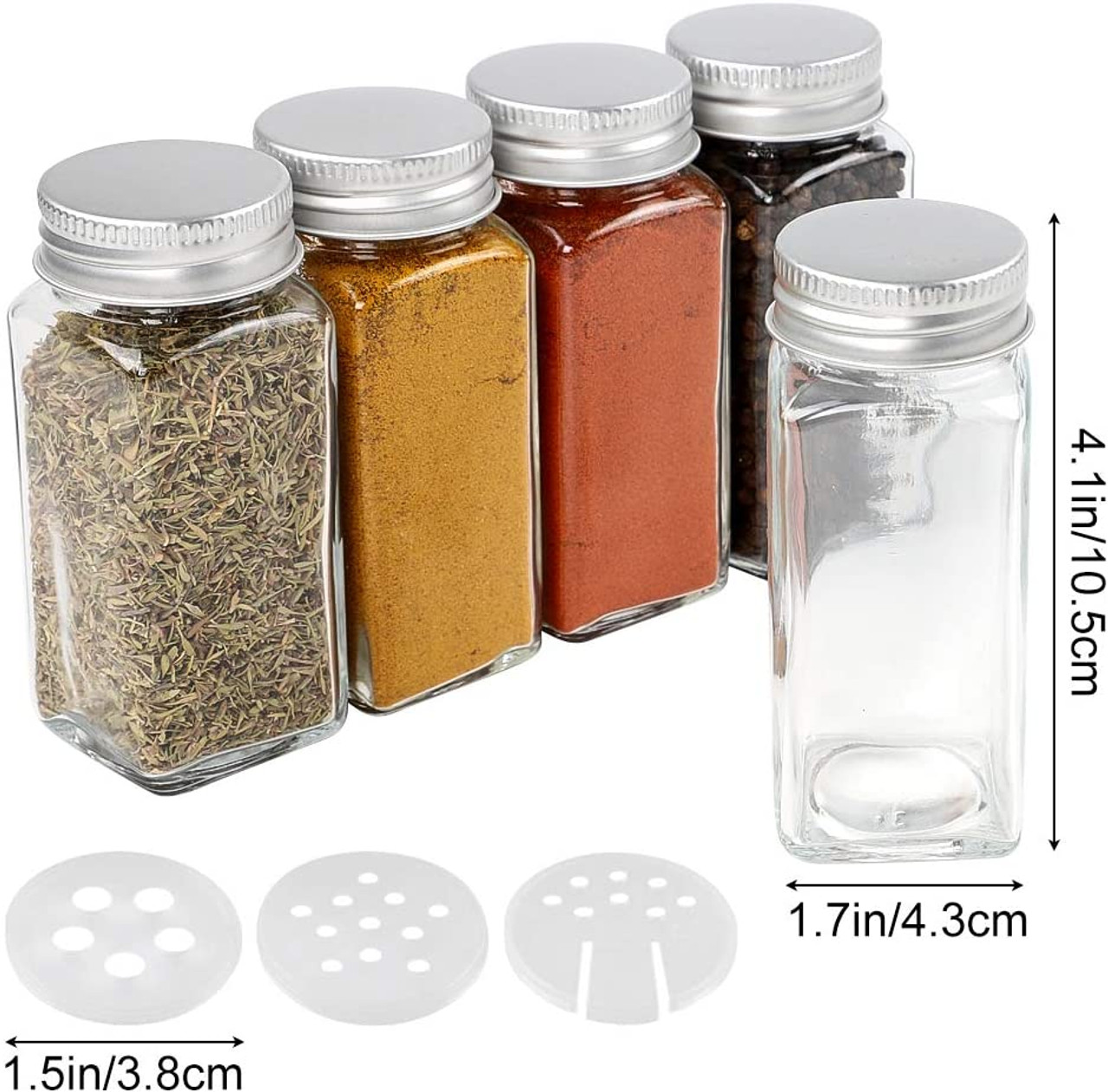 25pcs 4oz Glass Spice Jars Square Empty Spice Containers with