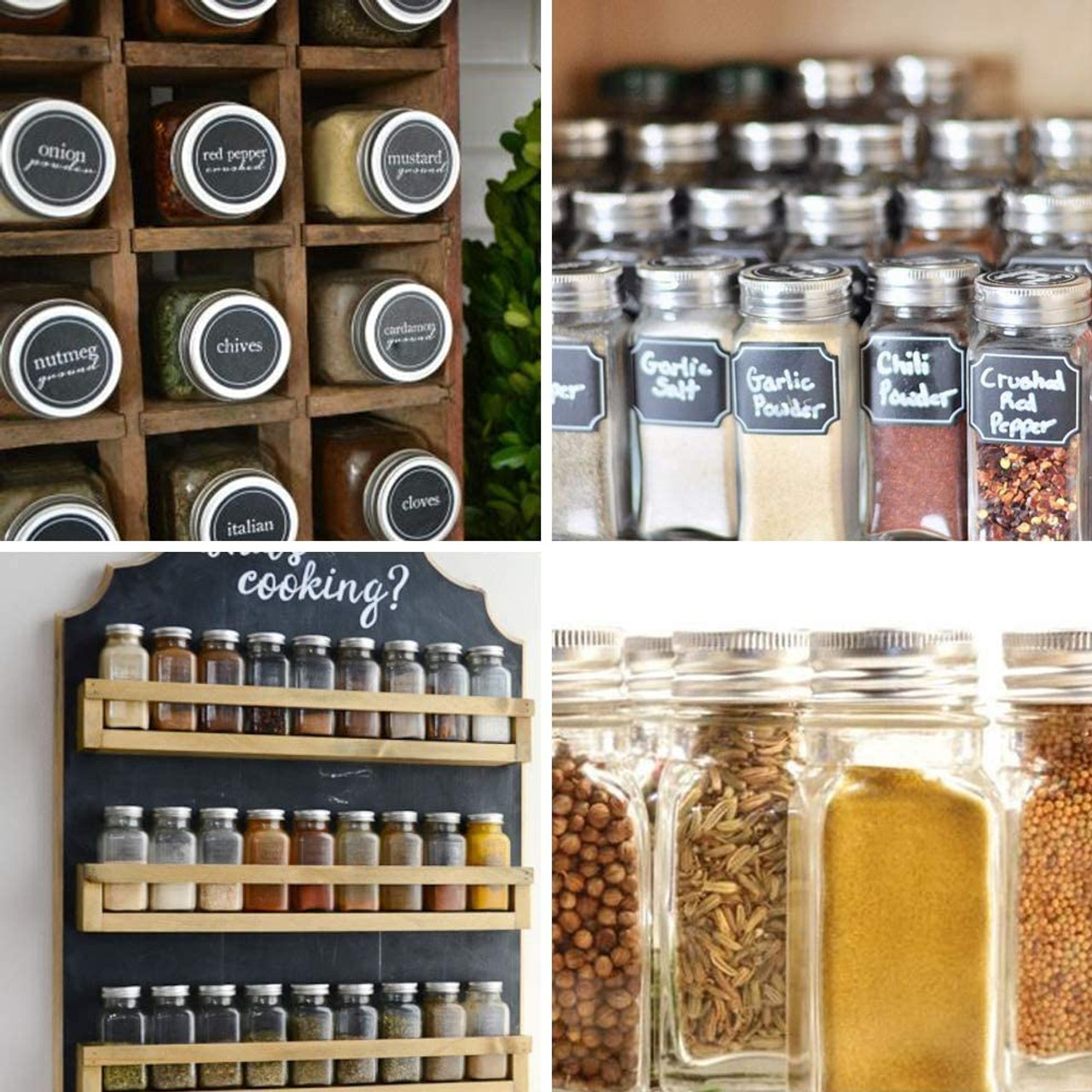 Square Glass Spice Jars, 195ml Various Colours