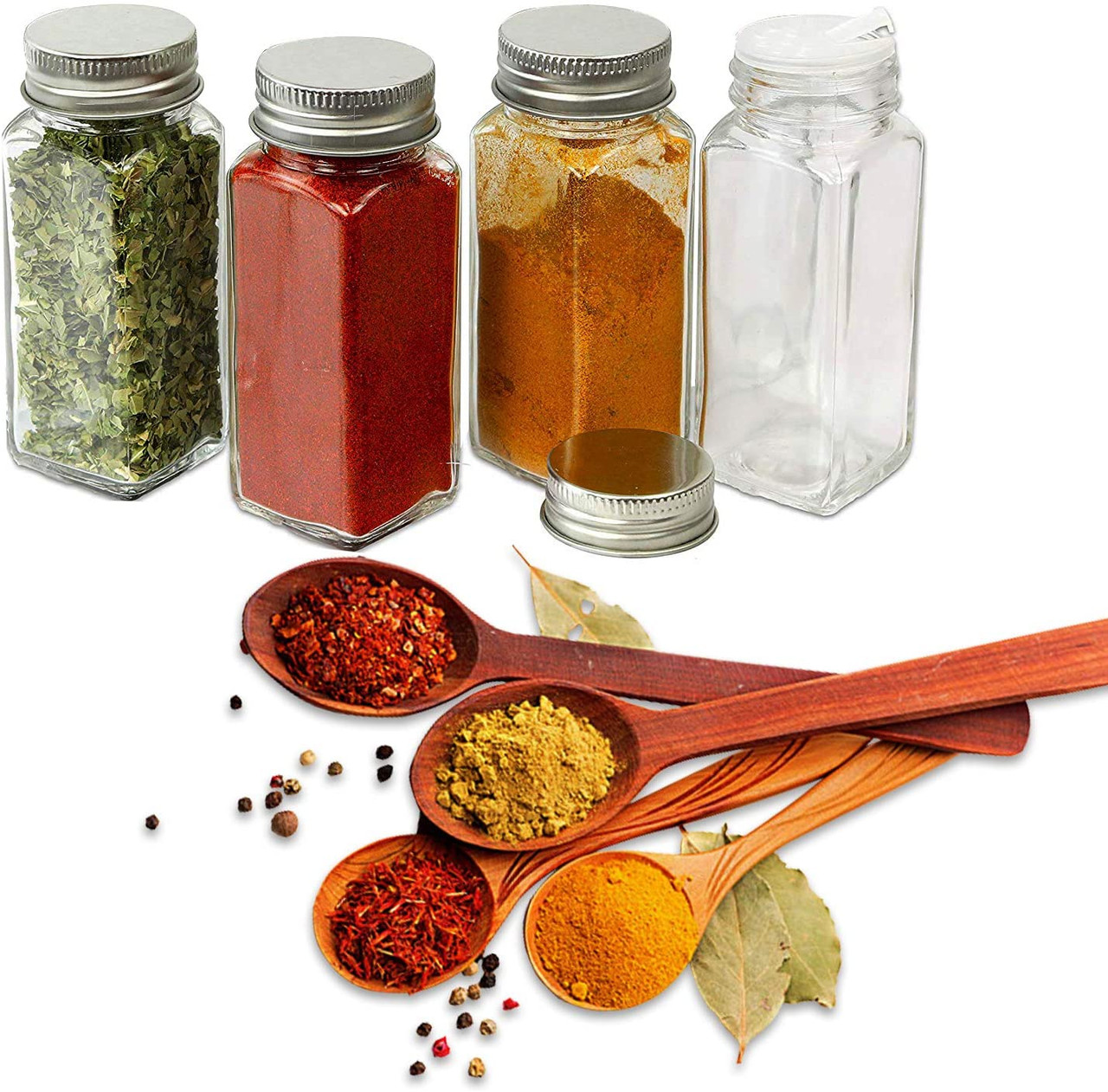 Glass Spice Jars With Label 25pcs Spice Jars With Shaker Lids4 Oz