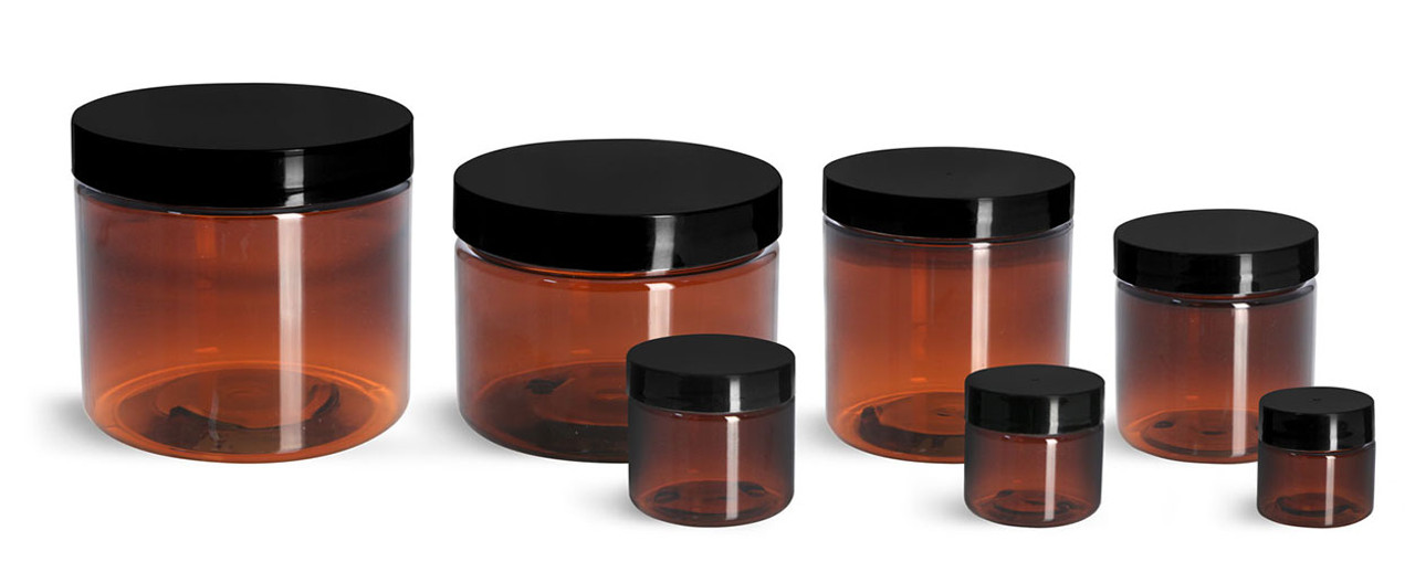 48 Pack 120ml 4 oz Empty Clear Plastic Jars with Black Lids