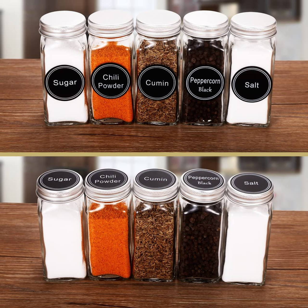 25 Glass Spice Jars with 396 Spice Labels Chalk Marker and Funnel