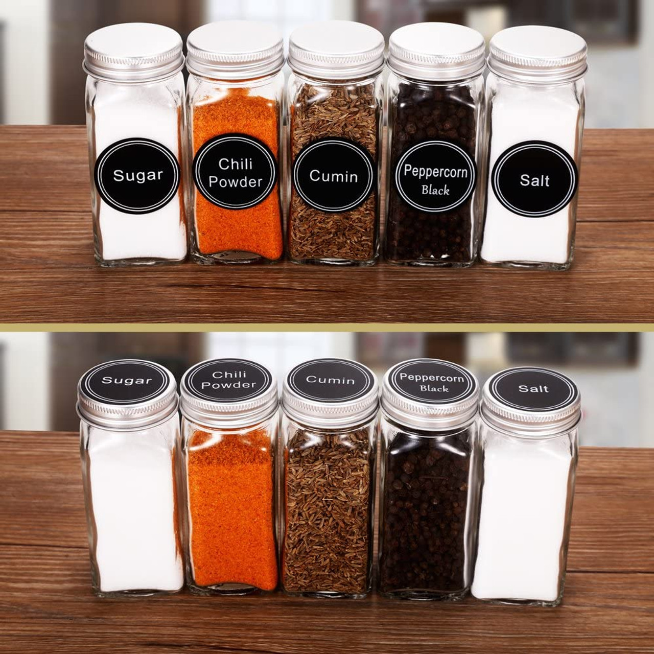 Glass Spice Jars With Label 25pcs Spice Jars With Shaker Lids4 Oz