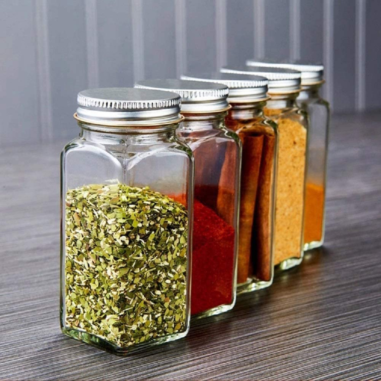 30 Pack Glass Spice Jars Bottles 4oz Empty Square Spice Containers