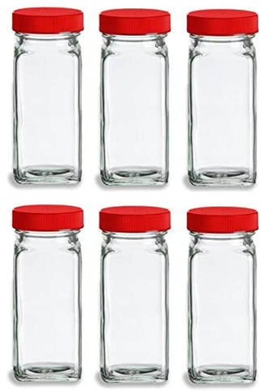 4 oz Glass French Square Spice Jar with Shaker and Your choice of Lid