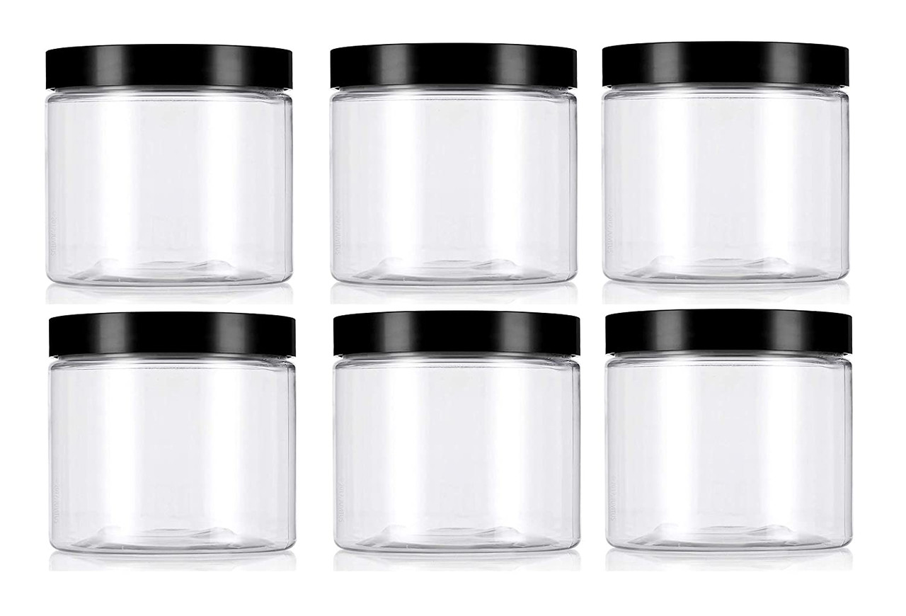 2oz 4oz and 8oz PET Plastic jars with Lid From 3 Pack to Bulk Amber