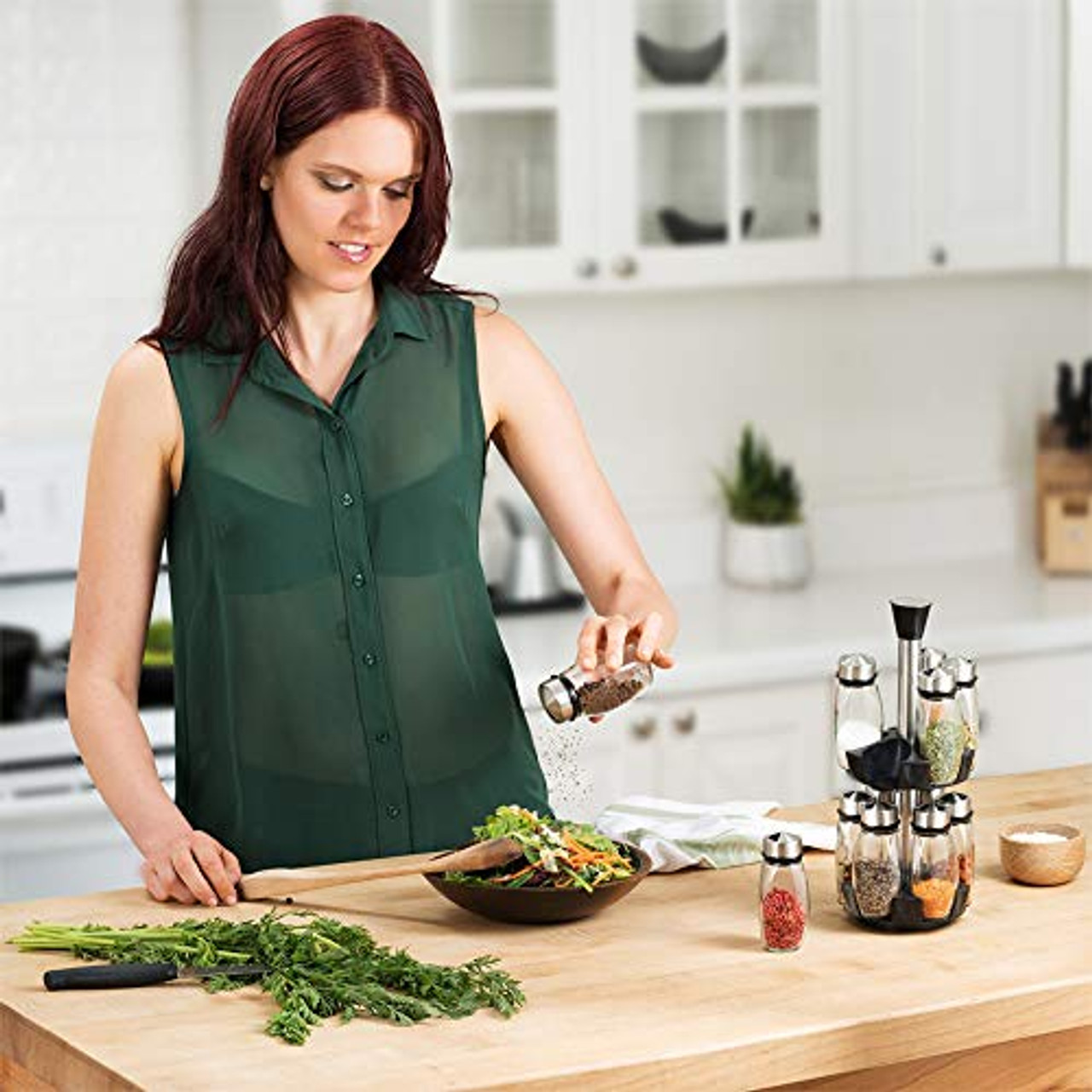 Pinnacle Cookery Bamboo Spice Rack Organizer for Countertop - Eco