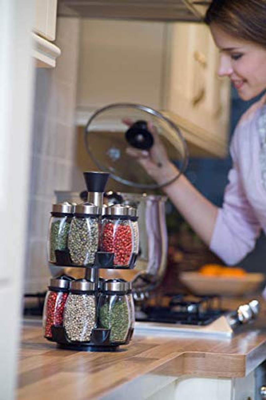 Dropship Round Revolving Seasoning Rack With 12 Jars, Countertop