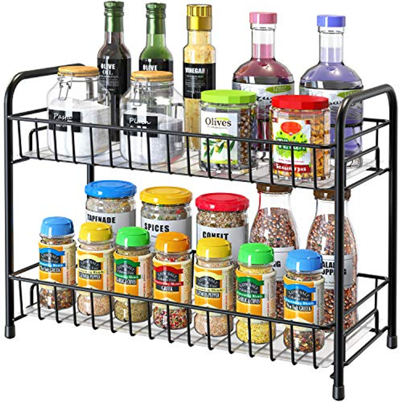 Spice Rack Organizer for Countertop 2 Tier Metal Spice Organizer