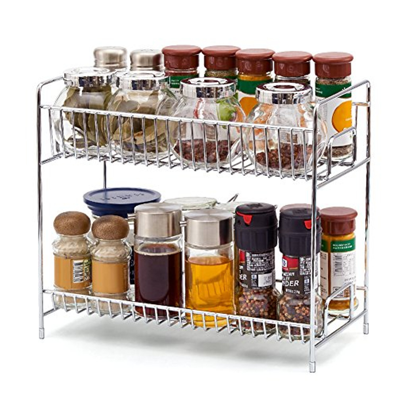 2 Tier Standing Spice Rack Kitchen Bathroom Countertop Storage