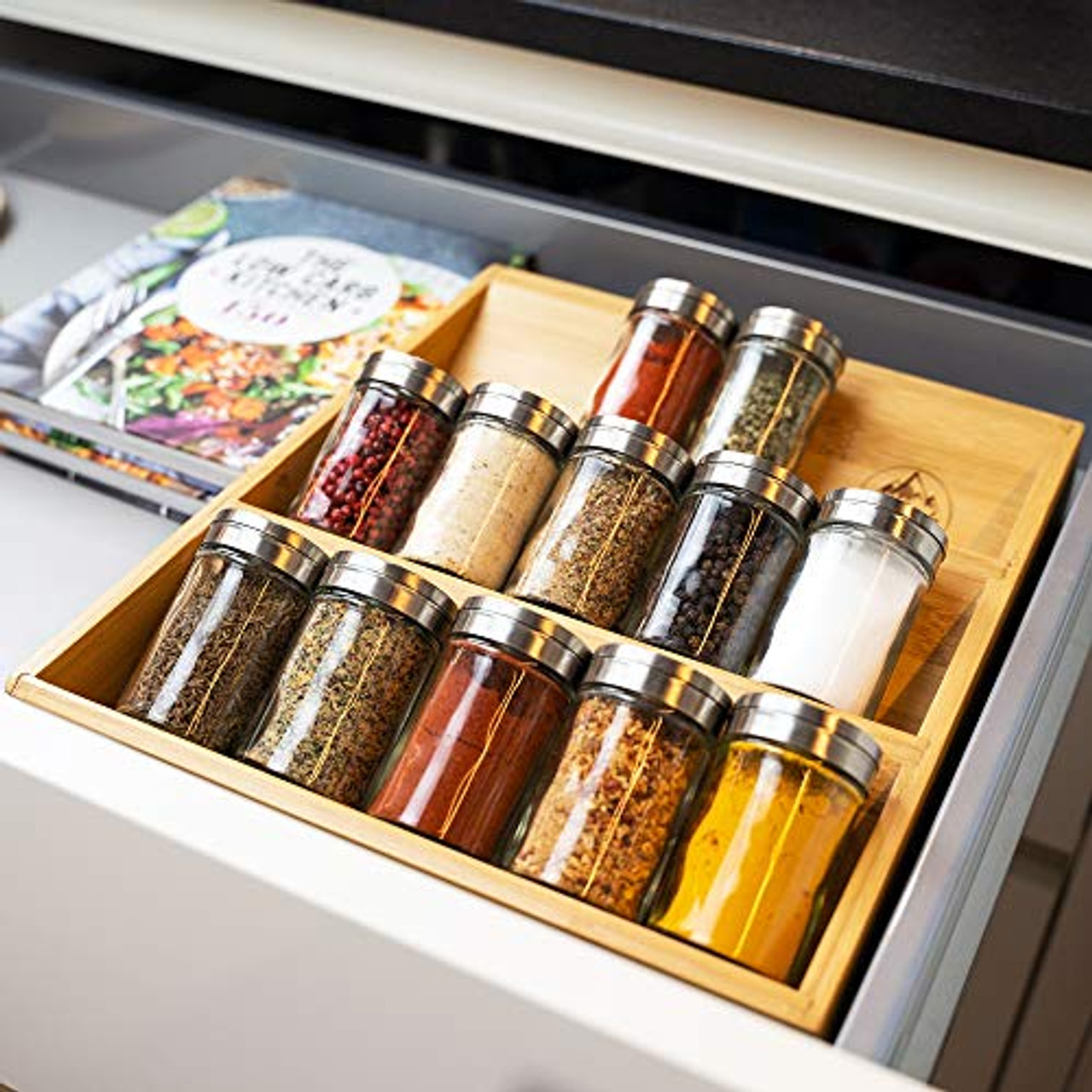 Pinnacle Cookery Bamboo Spice Rack Organizer for Countertop Eco