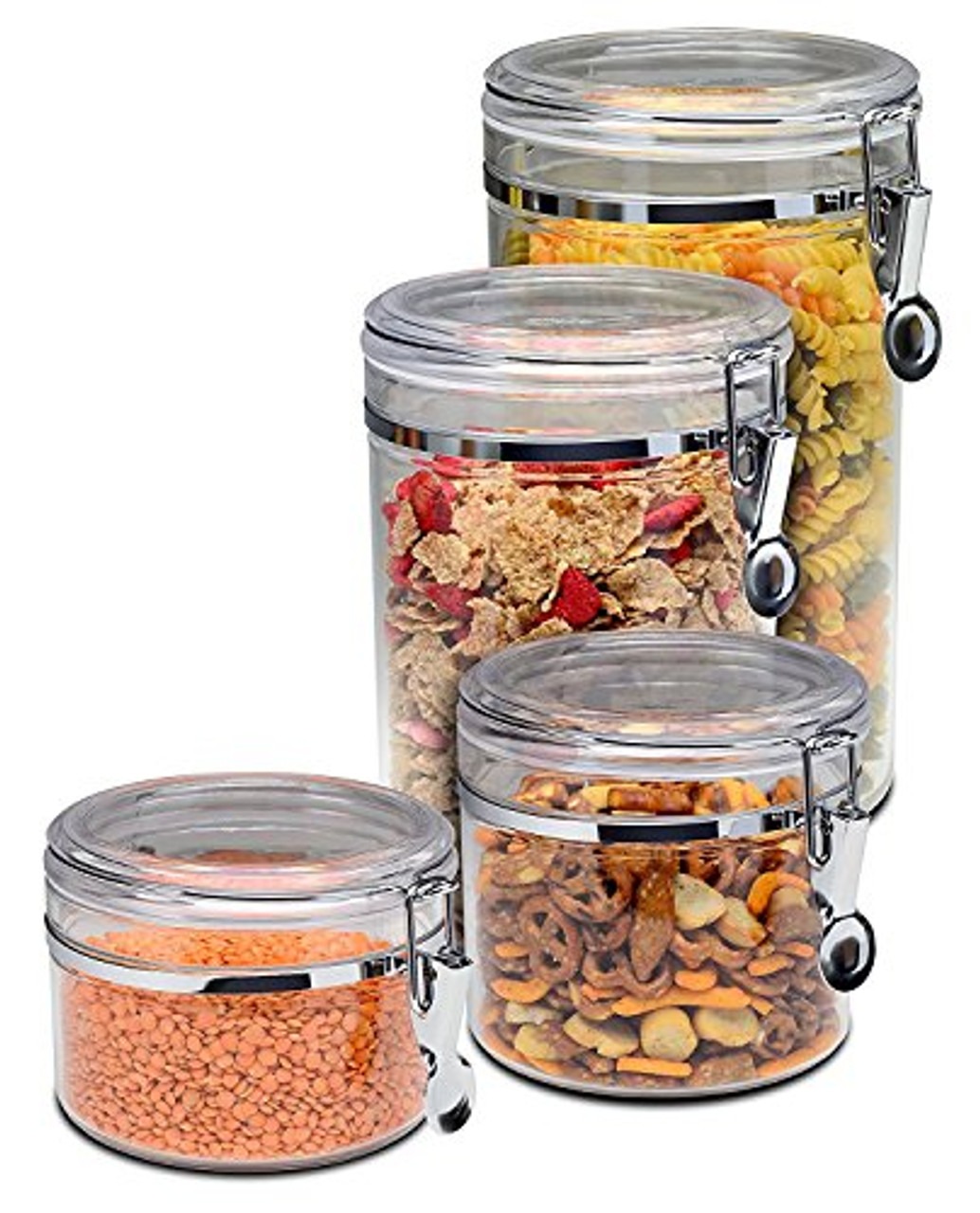 4pc Square Glass Cookie Jars with Airtight Lids Marker & Labels